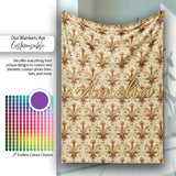 Elegant Vintage Fleur De Lis Ornamental Gold Pattern Seamless  Personalised Custom Name Super Soft Fleece Blanket Bed Sofa Throw