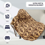Bold Dark Brown Fleur De Lis Floral Damask Seamless Pattern Name  Personalised Custom Name Super Soft Fleece Blanket Bed Sofa Throw