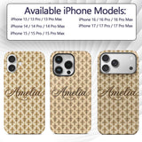 Luxury Gold Fleur De Lis Repeating Printed Design Custom Name Protective Phone Case Mobile Cover Durable Everyday Smartphone Shock Resistant