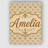 Personalised Name Soft Gold Fleur De Lis Custom  Unique Gift Idea Elegant Feature Canvas Wall Art Print Decor Picture Ready to Hang