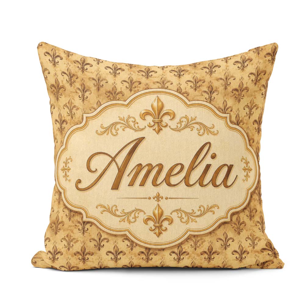 Custom Name Classic Antique Fleur De Lis Decorative Pattern Warm Square Filled Cushion Throw Pillow Sofa Bed Home Decor Zip Washable UK Made