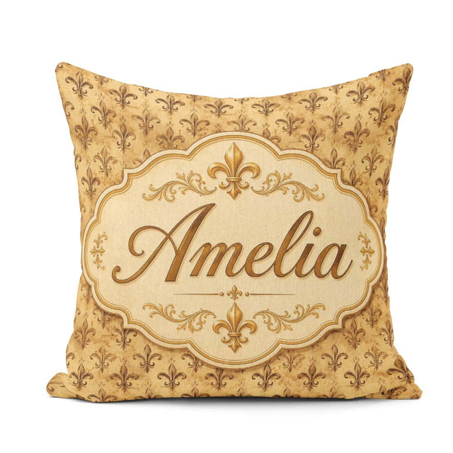 Custom Name Classic Antique Fleur De Lis Decorative Pattern Warm Square Filled Cushion Throw Pillow Sofa Bed Home Decor Zip Washable UK Made
