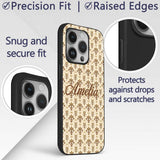 Rustic Vintage Fleur De Lis Aged Printed Design Custom Name Protective Phone Case Mobile Cover Durable Everyday Smartphone Shock Resistant