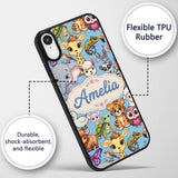 Cute Cartoon Jungle Safari Animals Printed Design Custom Name Protective Phone Case Mobile Cover Durable Everyday Smartphone Shock Resistant