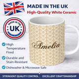 Personalized Custom Name Soft Beige Fleur De Lis Elegant Seamless Pattern Classic Neutral 11oz Ceramic Coffee Tea Mug White Large Handle