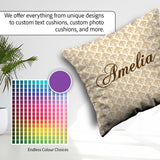 Custom Name Soft Beige Fleur De Elegant Seamless Pattern Classic Square Filled Cushion Throw Pillow Sofa Bed Home Decor Zip Washable UK Made
