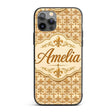 Vintage Aged Fleur De Lis Classic Antique Style Custom Name Protective Phone Case Mobile Cover Durable Everyday Smartphone Shock Resistant