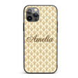 Minimal Soft Gold Fleur De Lis Repeating Elegant Custom Name Protective Phone Case Mobile Cover Durable Everyday Smartphone Shock Resistant