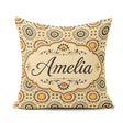 Custom Name Floral Circle Pattern Warm Tone Seamless Design Name Square Filled Cushion Throw Pillow Sofa Bed Home Decor Zip Washable UK Made