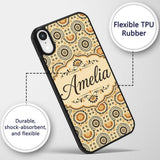 Floral Circle Pattern Warm Earth Tone Seamless Custom Name Protective Phone Case Mobile Cover Durable Everyday Smartphone Shock Resistant