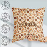 Custom Name Orange Brown Circular Motif Seamless Pattern Century Square Filled Cushion Throw Pillow Sofa Bed Home Decor Zip Washable UK Made