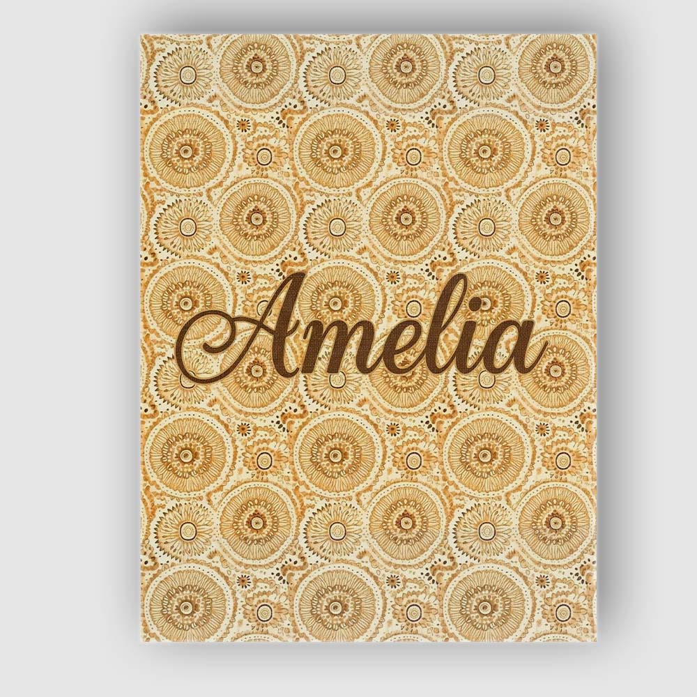 Personalised Name Warm Beige Ornate Mandala Custom  Bespoke Interior Contemporary Canvas Wall Art Print Decor Picture Ready to Hang