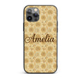 Warm Beige Ornate Mandala Floral Seamless Pattern Custom Name Protective Phone Case Mobile Cover Durable Everyday Smartphone Shock Resistant