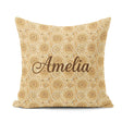 Custom Name Beige Ornate Mandala Floral Seamless Pattern Elegant Square Filled Cushion Throw Pillow Sofa Bed Home Decor Zip Washable UK Made