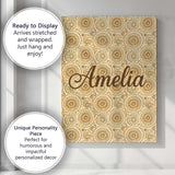 Personalised Name Warm Beige Ornate Mandala Custom  Bespoke Interior Contemporary Canvas Wall Art Print Decor Picture Ready to Hang