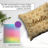 Custom Name Beige Ornate Mandala Floral Seamless Pattern Elegant Square Filled Cushion Throw Pillow Sofa Bed Home Decor Zip Washable UK Made