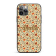 Bold Orange Navy Floral Vine Seamless Pattern Custom Name Protective Phone Case Mobile Cover Durable Everyday Smartphone Shock Resistant