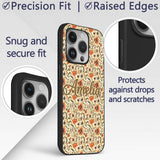 Bold Orange Navy Floral Vine Seamless Pattern Custom Name Protective Phone Case Mobile Cover Durable Everyday Smartphone Shock Resistant