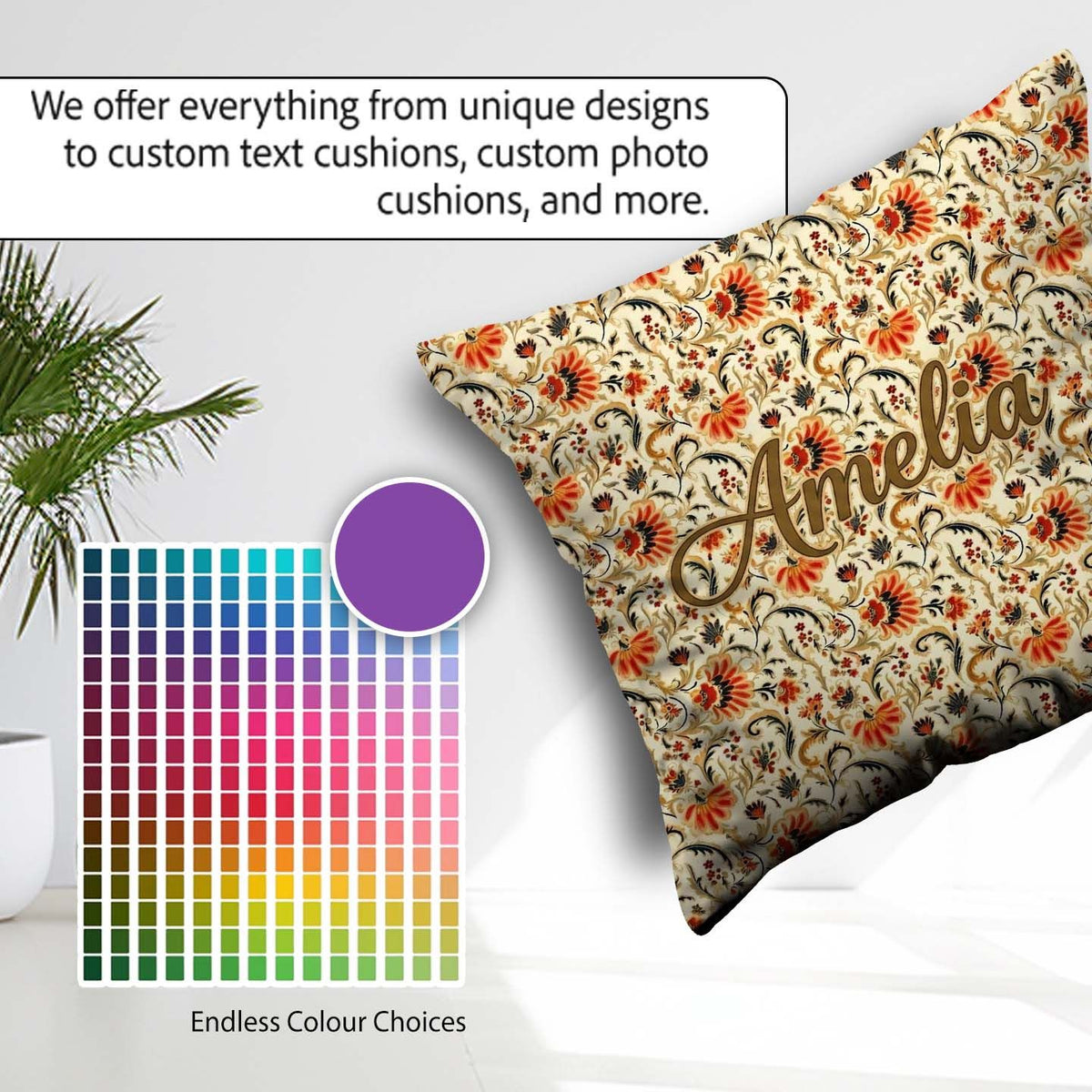 Custom Name Bold Orange Navy Seamless Pattern Classic Decorative Square Filled Cushion Throw Pillow Sofa Bed Home Decor Zip Washable UK Made