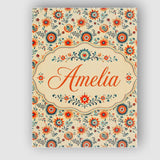 Personalised Name Playful Orange Blue Folk Custom  Unique Gift Idea Elegant Feature Canvas Wall Art Print Decor Picture Ready to Hang