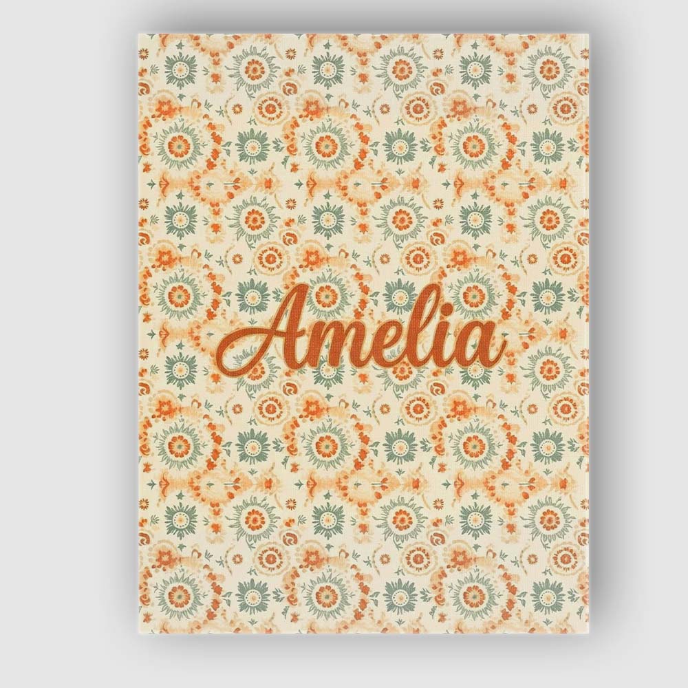 Personalised Name Soft Pastel Orange Green Custom  Unique Gift Idea Elegant Feature Canvas Wall Art Print Decor Picture Ready to Hang