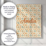 Personalised Name Soft Pastel Orange Green Custom  Unique Gift Idea Elegant Feature Canvas Wall Art Print Decor Picture Ready to Hang