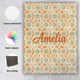 Personalised Name Soft Pastel Orange Green Custom  Unique Gift Idea Elegant Feature Canvas Wall Art Print Decor Picture Ready to Hang