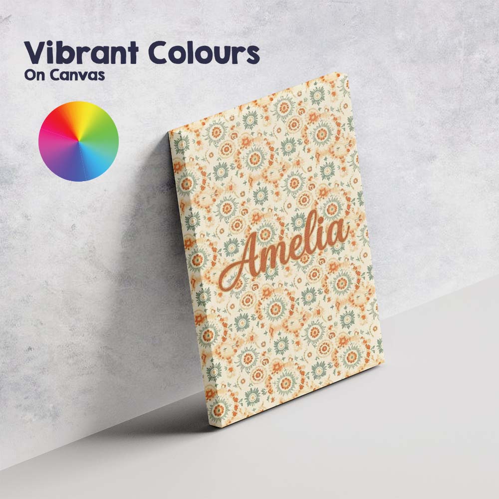 Personalised Name Soft Pastel Orange Green Custom  Unique Gift Idea Elegant Feature Canvas Wall Art Print Decor Picture Ready to Hang