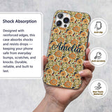 Detailed Vintage Orange Yellow Floral Seamless Custom Name Protective Phone Case Mobile Cover Durable Everyday Smartphone Shock Resistant