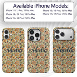 Detailed Vintage Orange Yellow Floral Seamless Custom Name Protective Phone Case Mobile Cover Durable Everyday Smartphone Shock Resistant