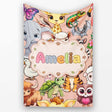 Cute Cartoon Jungle Safari Animals Seamless Pattern on Peach Lovely  Personalised Custom Name Super Soft Fleece Blanket Bed Sofa Throw