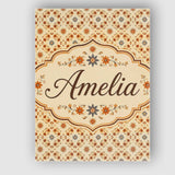 Personalised Name Small Scale Orange Floral Custom  Bespoke Interior Contemporary Canvas Wall Art Print Decor Picture Ready to Hang