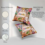 Custom Name Cute Cartoon Jungle Safari Animals Seamless on Peach Square Filled Cushion Throw Pillow Sofa Bed Home Decor Zip Washable UK Made