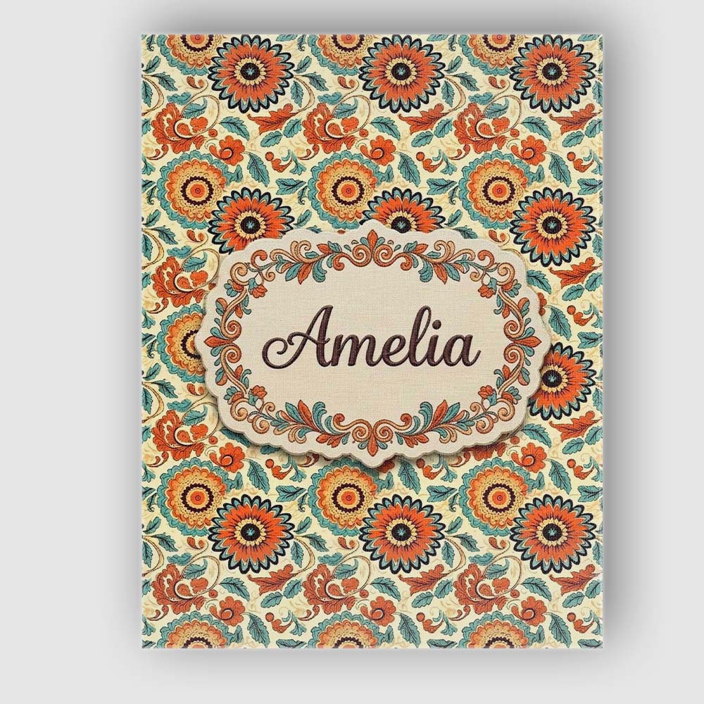 Personalised Name Vibrant Orange Teal Custom Modern Room Accent Creative Decorator Style Canvas Wall Art Print Decor Picture Ready to Hang