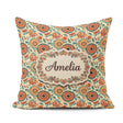 Custom Name Vibrant Orange Teal Bloom Seamless Pattern Botanical Square Filled Cushion Throw Pillow Sofa Bed Home Decor Zip Washable UK Made