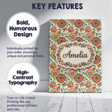 Personalised Name Vibrant Orange Teal Custom Modern Room Accent Creative Decorator Style Canvas Wall Art Print Decor Picture Ready to Hang