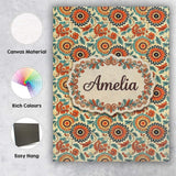 Personalised Name Vibrant Orange Teal Custom Modern Room Accent Creative Decorator Style Canvas Wall Art Print Decor Picture Ready to Hang