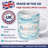 Personalized Custom Name Cute Polar Bears on Ice Floes Arctic Winter Cute Animals Seamless 11oz Ceramic Coffee Tea Mug White Large Handle