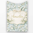 Light Blue Ditsy Floral Small Blossom Repeat Cute Unique Gift Lovely Personalised Custom Name Super Soft Fleece Blanket Bed Sofa Throw