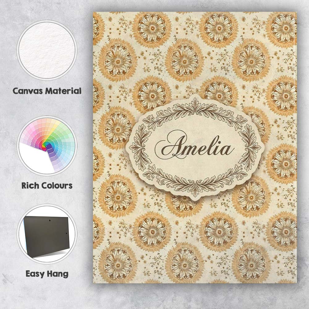 Personalised Name Elegant Beige Mandala Custom  Unique Gift Idea Modern Room Accent Canvas Wall Art Print Decor Picture Ready to Hang