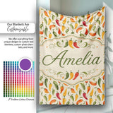 Colorful Chili Pepper Seamless Pattern Red Green Yellow Food Print  Personalised Custom Name Super Soft Fleece Blanket Bed Sofa Throw