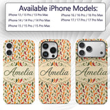 Colorful Chili Pepper Seamless Pattern Red Green Custom Name Protective Phone Case Mobile Cover Durable Everyday Smartphone Shock Resistant