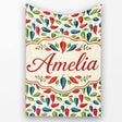 Hand Painted Pepper Seamless Pattern Red Blue Green Vegetable Print  Personalised Custom Name Super Soft Fleece Blanket Bed Sofa Throw