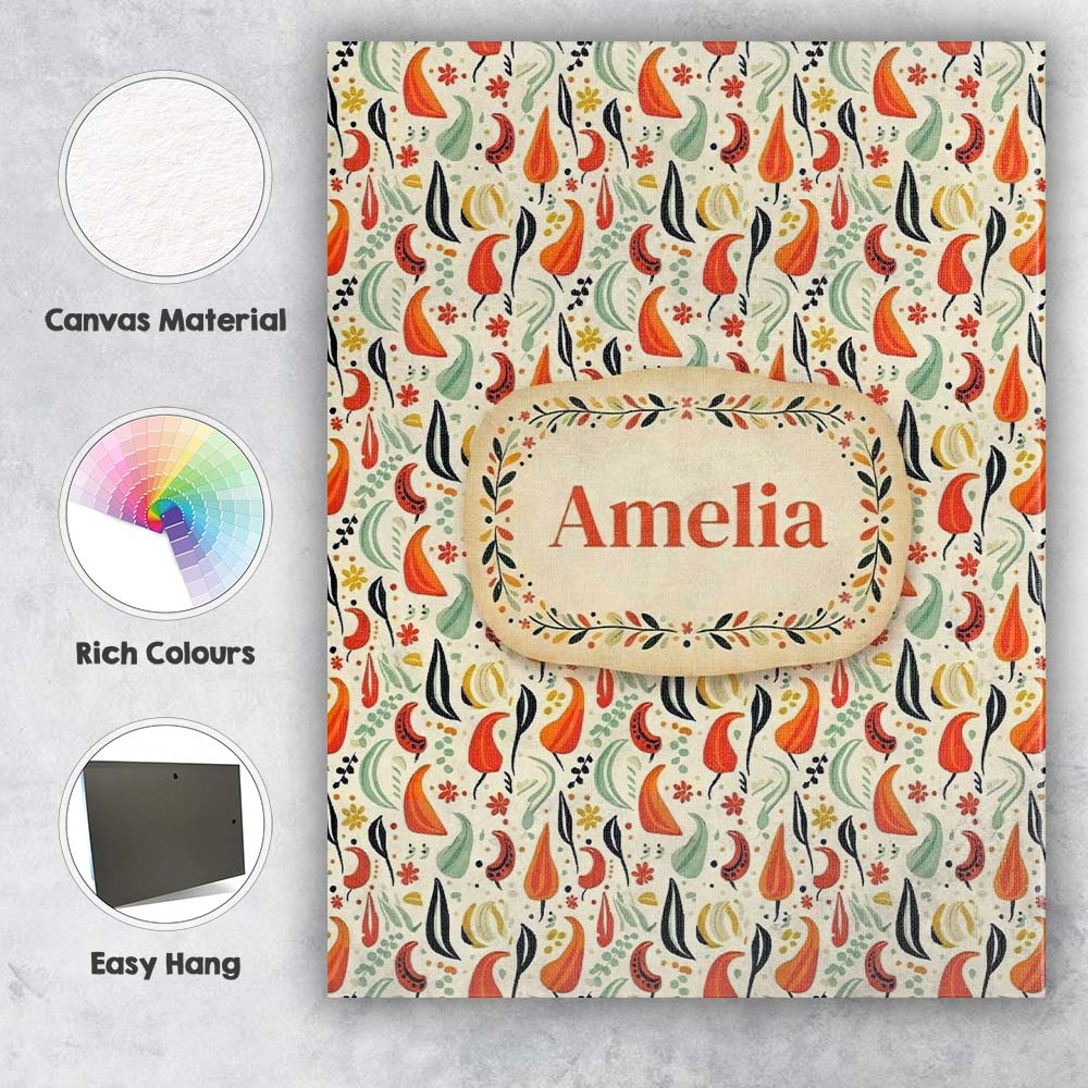 Personalised Name Minimalist Pepper Floral Custom  Unique Gift Idea Elegant Feature Canvas Wall Art Print Decor Picture Ready to Hang