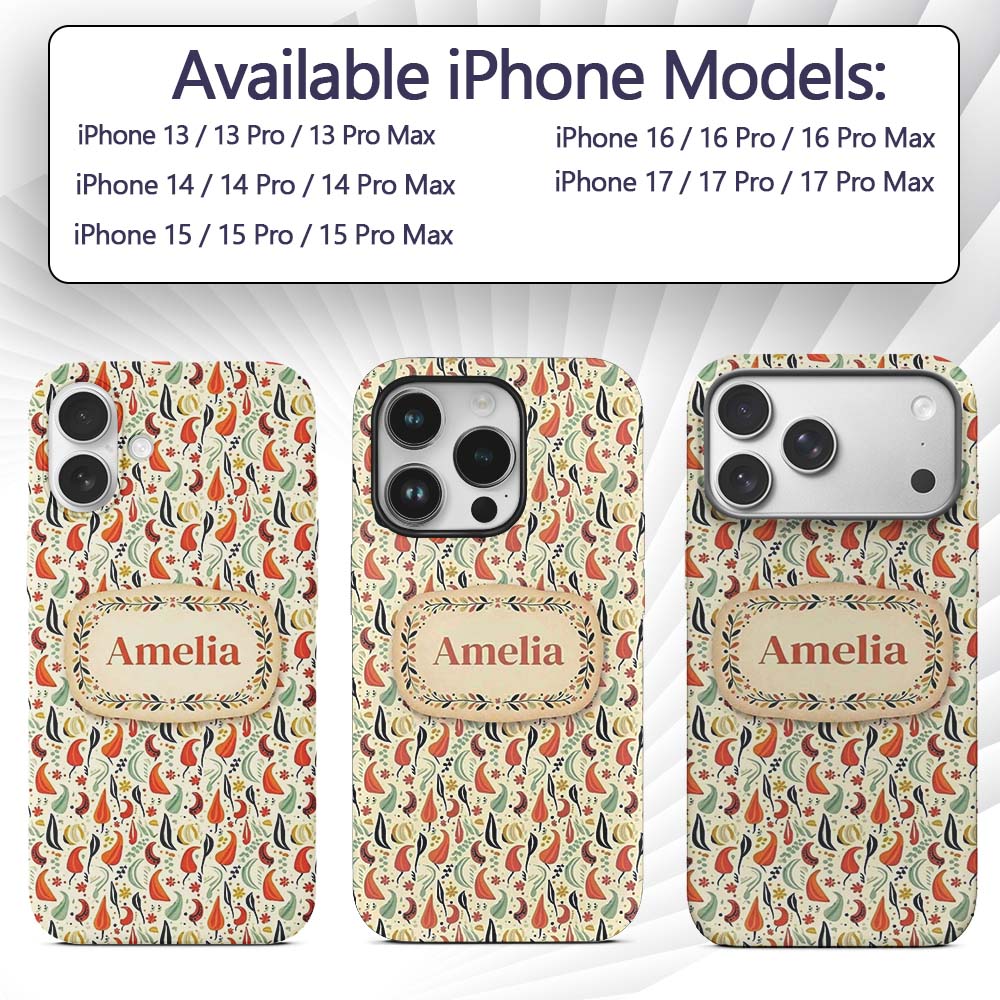 Minimalist Pepper Floral Seamless Pattern Soft Custom Name Protective Phone Case Mobile Cover Durable Everyday Smartphone Shock Resistant