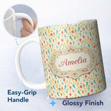 Personalized Custom Name Pastel Colorful Pepper Seamless Pattern Cute Minimal Kitchen Design 11oz Ceramic Coffee Tea Mug White Large Handle