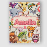 Personalised Name Cute Cartoon Jungle Custom Modern Room Accent Creative Decorator Style Canvas Wall Art Print Decor Picture Ready to Hang