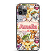Cute Cartoon Jungle Safari Animals Printed Design Custom Name Protective Phone Case Mobile Cover Durable Everyday Smartphone Shock Resistant