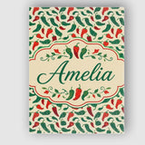 Personalised Name Classic Red Green Chili Custom  Unique Gift Idea Elegant Feature Canvas Wall Art Print Decor Picture Ready to Hang