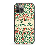 Classic Red Green Chili Seamless Pattern Simple Custom Name Protective Phone Case Mobile Cover Durable Everyday Smartphone Shock Resistant